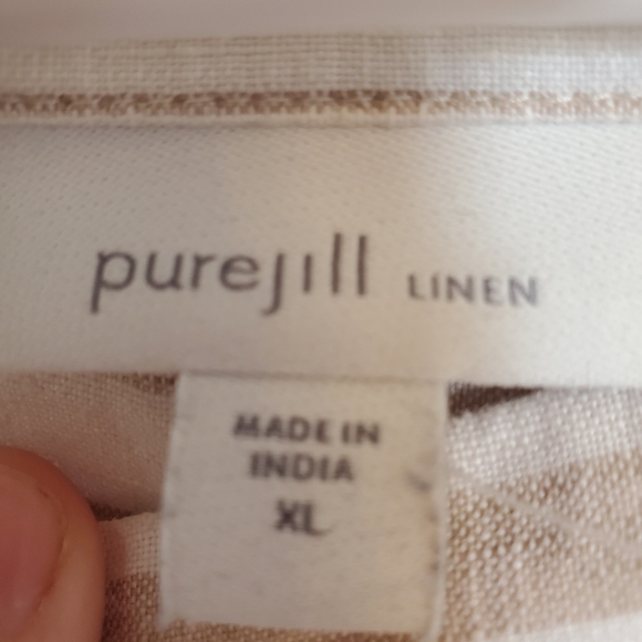 PureJill Tan Striped Linen Top - Picture 4 of 6